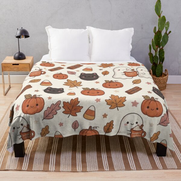 Item preview, Cute Halloween Seamless Pattern with Pumpkins, Ghosts, Cats designed and sold by FashioonTrends.