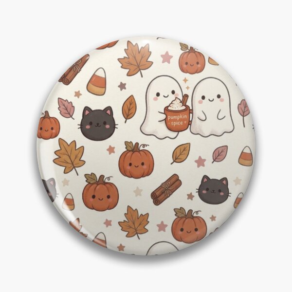 Item preview, Cute Halloween Seamless Pattern with Pumpkins, Ghosts, Cats designed and sold by FashioonTrends.