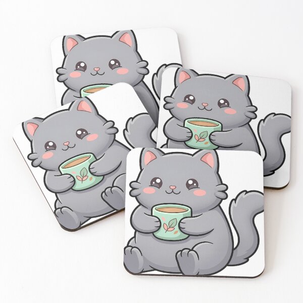Item preview, Cute Kawaii Matcha Cat Holding a Latte Mug designed and sold by pumsquare.