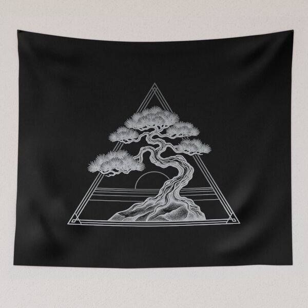 Item preview, Minimalist Zen Bonsai Pine Tree Crest - Japanese Aesthetic Line Art designed and sold by Hikariha Studio.