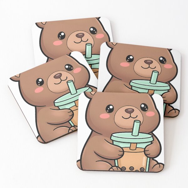 Item preview, Cute Kawaii Boba Bear Holding a Milk Tea Cup designed and sold by pumsquare.