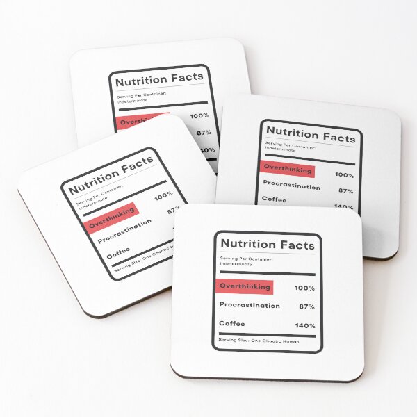 Item preview, Nutrition Facts Overthinking designed and sold by Bright Idea Bazaar.