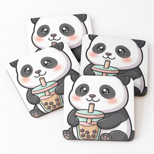 Item preview, Cute Kawaii Boba Panda Holding a Milk Tea Cup designed and sold by pumsquare.