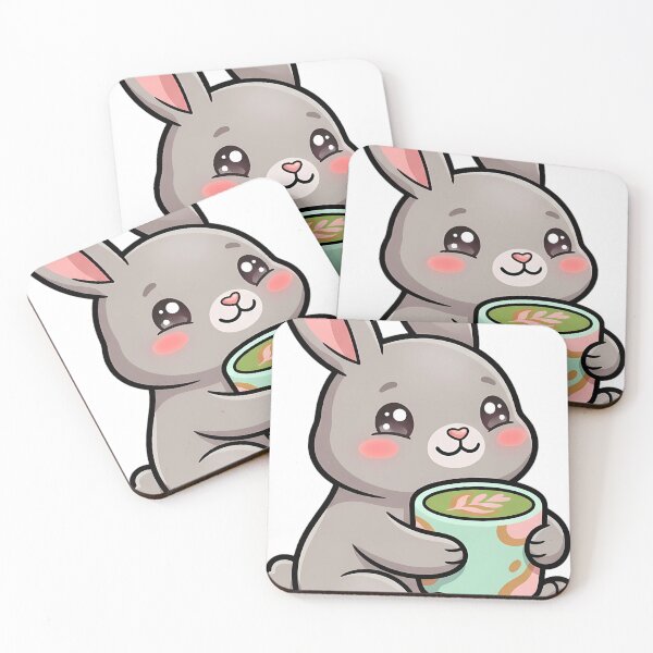 Item preview, Cute Kawaii Matcha Rabbit Holding a Latte Mug designed and sold by pumsquare.
