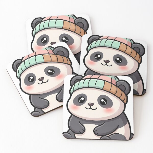 Item preview, Cute Kawaii Chai Panda in a Chunky Knitted Beanie designed and sold by pumsquare.