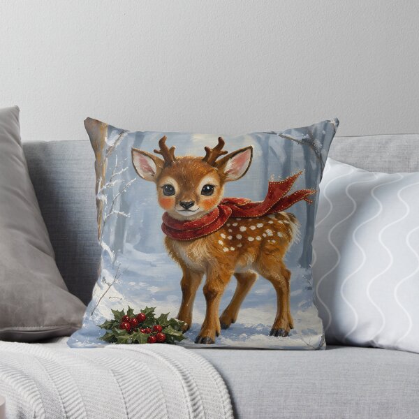 Item preview, Christmas Fawn Gift, Cute Baby Deer with Red Scarf in a Snowy Winter Forest designed and sold by cr6zym1nd.