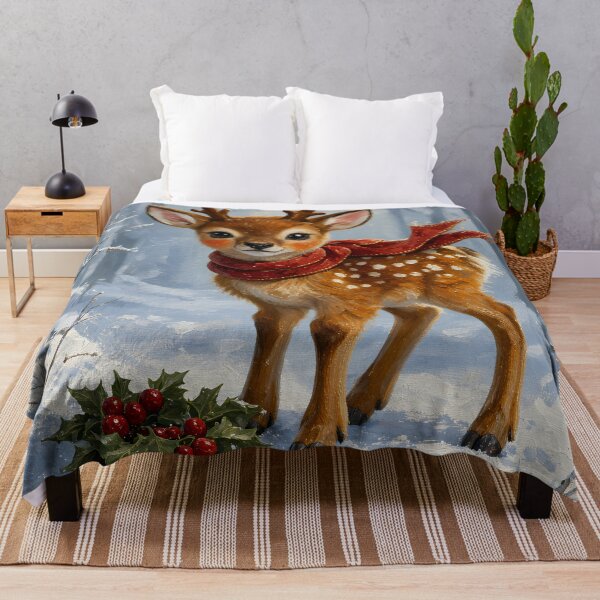 Item preview, Christmas Fawn Gift, Cute Baby Deer with Red Scarf in a Snowy Winter Forest designed and sold by cr6zym1nd.