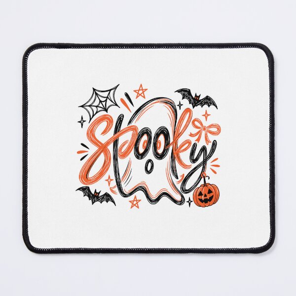Item preview, Spooky Ghost Script – Orange Halloween Typography With Ghost Pumpkin Bats and Spider Web designed and sold by Jose Art Studio.