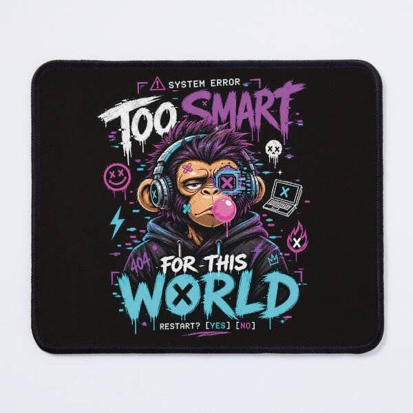 Item preview, Too Smart For This World – Cyberpunk Ape Glitch designed and sold by DemanDFashionFactroy.