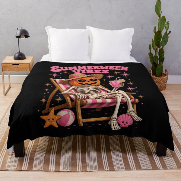 Item preview, Summerween Vibes Pink Skeleton Pumpkin Beach Retro Cute Holiday designed and sold by Watsonza.