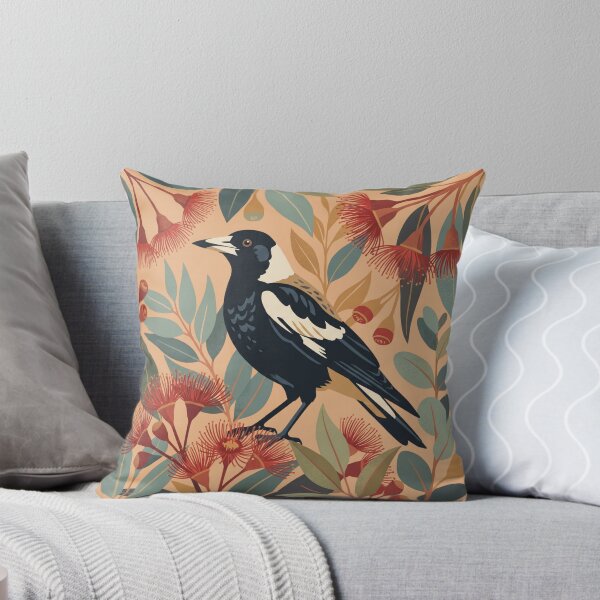 Item preview, Australian Magpie in Flowering Red Gum Modern Australiana Folk Art designed and sold by Wennebabs.