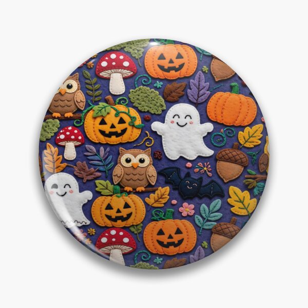 Item preview, Cozy Halloween Feltcraft Spooky Cute Seamless Pattern designed and sold by  One City Two Children Studio.