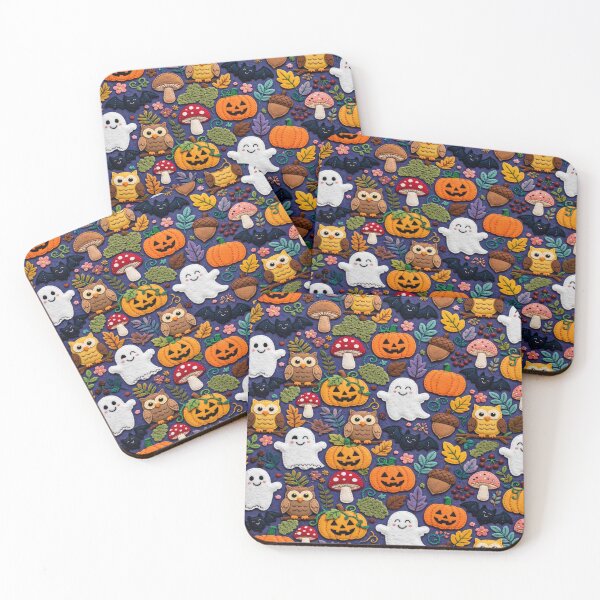 Item preview, Cozy Halloween Feltcraft Spooky Cute Seamless Pattern designed and sold by  One City Two Children Studio.