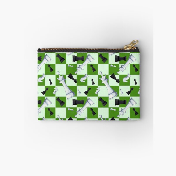 Item preview, Green Chessboard with Scattered Pieces Seamless Pattern designed and sold by artmakac.
