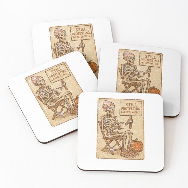 Item preview, Still Protesting Unfortunately Funny Skeleton Coffee Fall Autumn Vintage designed and sold by Samanthzx.