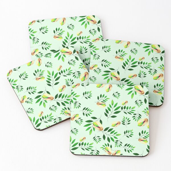 Item preview, Pistachios and Fresh Leaves Seamless Pattern designed and sold by artmakac.