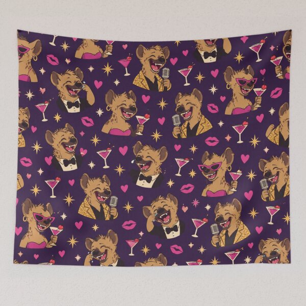 Item preview, Laughing Hyena | Spotted Hyenas on a Night Out with Cocktails, Sequins and Lipstick Kisses designed and sold by Furrenzy.