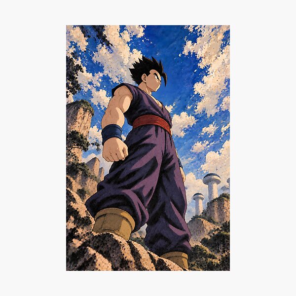 Item preview, Gohan Dragon Ball Mosaic Pointillism Anime Art designed and sold by OrionInkVault.
