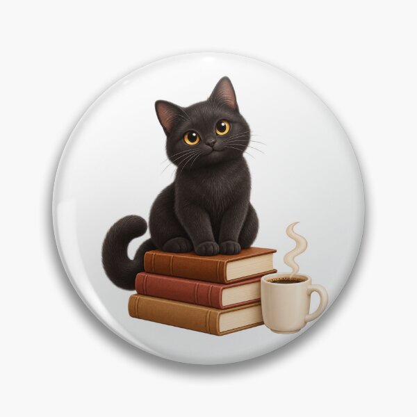Item preview, Black Cat with Books and Coffee – Cozy Bookish Cat Lover Design for Readers designed and sold by BakersTees.