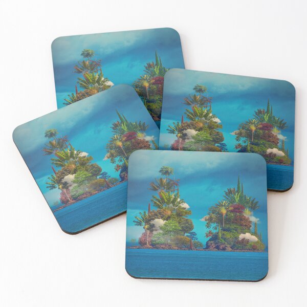 Item preview, ​Surreal Tropical Island - Twin Palms & Ocean Clouds designed and sold by Vizerskaya.