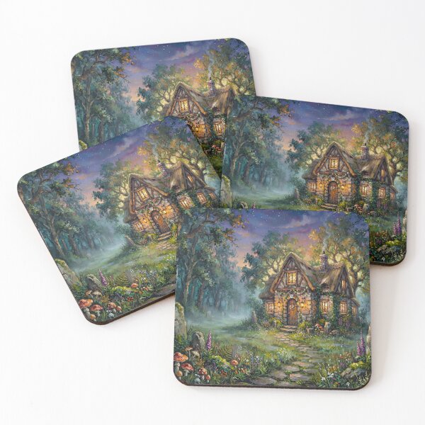 Item preview, Enchanted Forest Cottage Art, Cozy Fantasy Woodland House Gift designed and sold by cr6zym1nd.