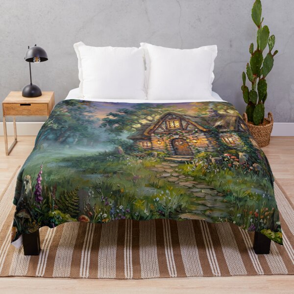 Item preview, Enchanted Forest Cottage Art, Cozy Fantasy Woodland House Gift designed and sold by cr6zym1nd.
