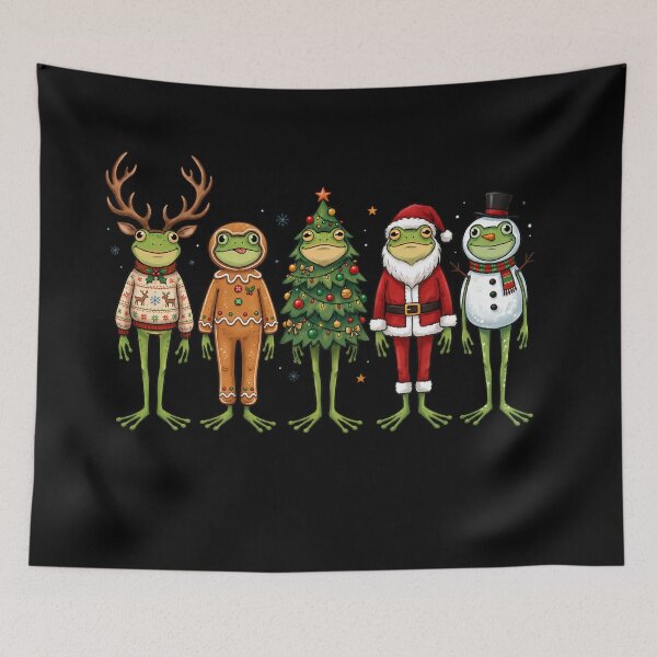Item preview, Five Christmas Frogs in Festive Character Costumes designed and sold by BancaJone.