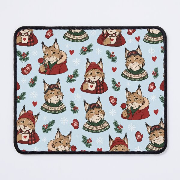Item preview, Canada Lynx | Winter Date Night Lynx Cats with Hot Cocoa, Ski Goggles and Red Hearts designed and sold by Furrenzy.
