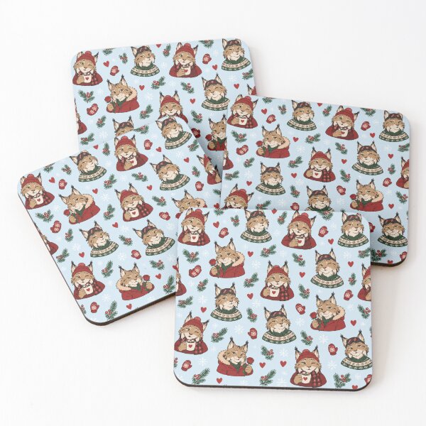 Item preview, Canada Lynx | Winter Date Night Lynx Cats with Hot Cocoa, Ski Goggles and Red Hearts designed and sold by Furrenzy.