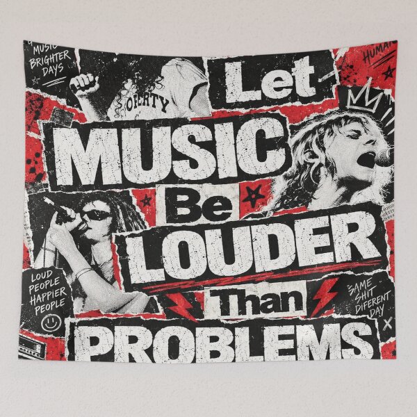Item preview, Music Louder Than Problems – Punk Rock Collage designed and sold by DemanDFashionFactroy.