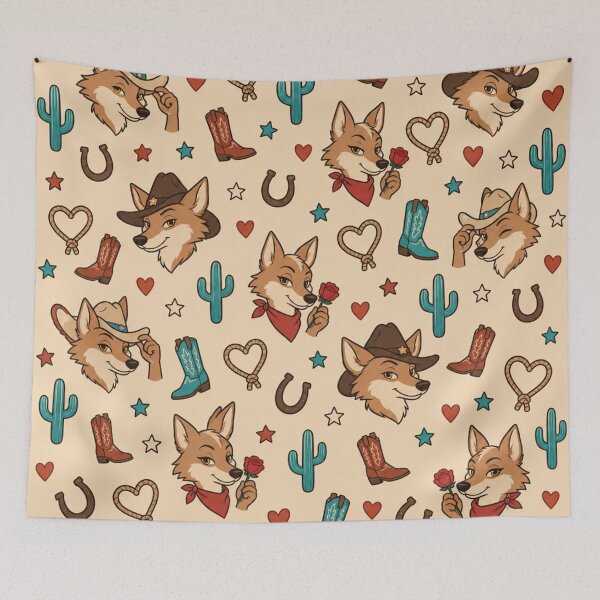 Item preview, Coyote Cowboy | Flirty Western Coyotes in Cowboy Hats with Roses, Boots and Cactus designed and sold by Furrenzy.