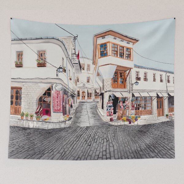 Item preview, Gjirokastra Watercolor Print – Albania Cityscape Wall Art designed and sold by POSTERIOCREW.