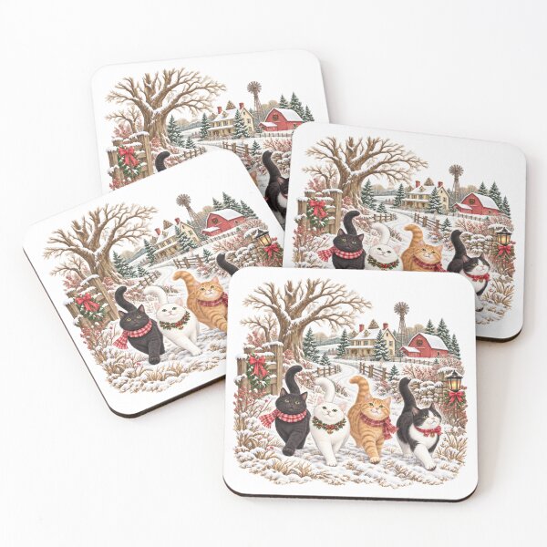 Item preview, Vintage Christmas Cats Winter Farmhouse Holiday designed and sold by amberwell-snake.