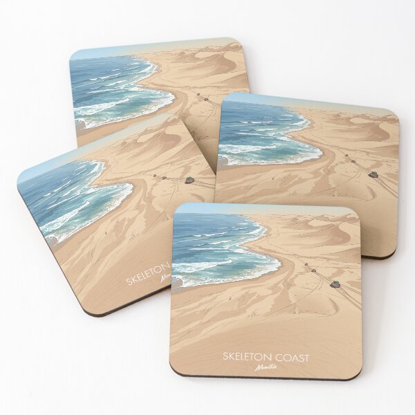 Item preview, Skeleton Coast Namibia Kunene River and Angola Dune 4x4 Retro Vintage Design Motif designed and sold by strandbar.