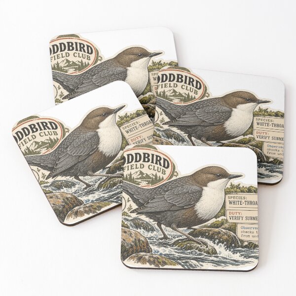 Item preview, White-throated Dipper — Verifies Submerged Claims | Oddbird Field Club designed and sold by OddbirdForest.