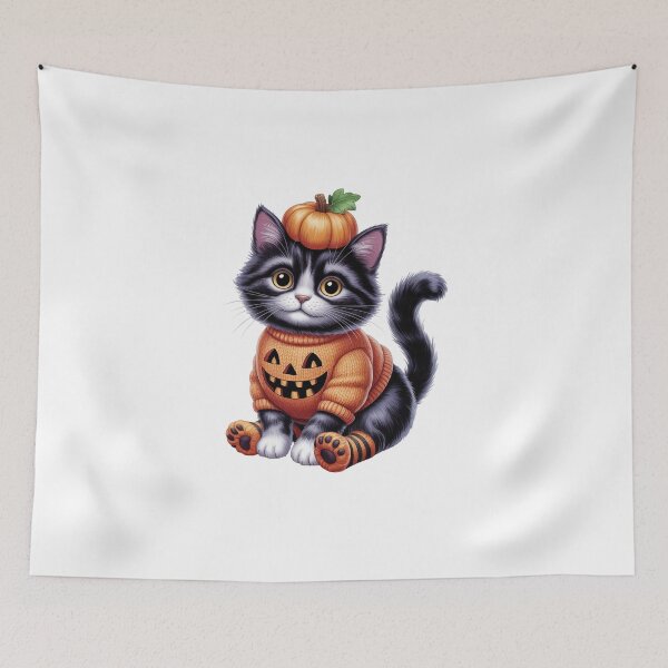 Item preview, Cute Halloween Cat Pumpkin Sweater – Cozy Fall Kitten Art designed and sold by jkrphoto.