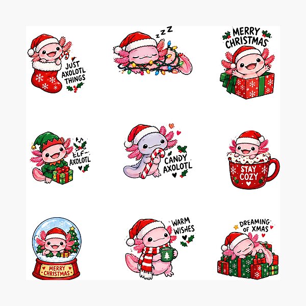 Item preview, Cute Pink Axolotl Bubble Boba Tea Aesthetic Sticker Pack Sheet designed and sold by yunamaliskova.