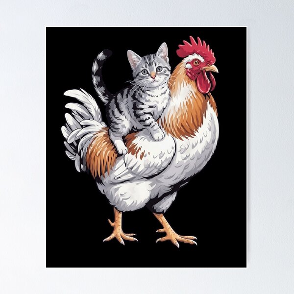 Item preview, Cat Riding a Chicken designed and sold by Panita-Comics.