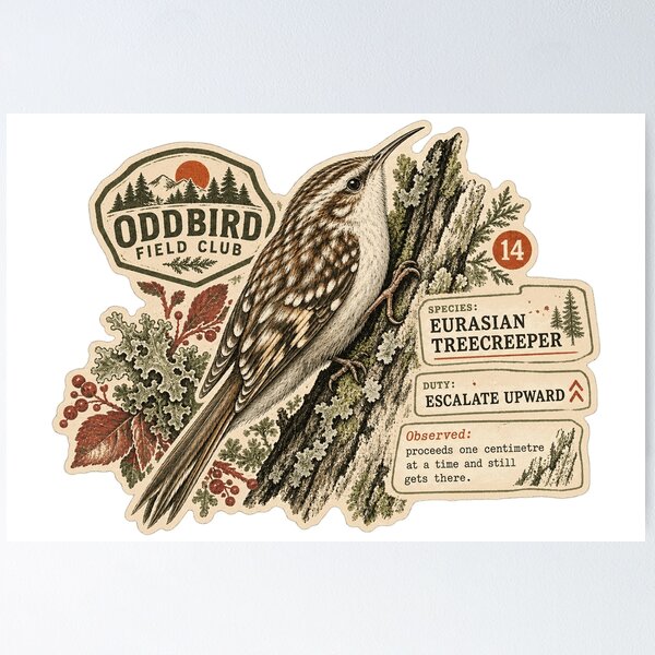 Item preview, Eurasian Treecreeper — Escalates Upward | Oddbird Field Club designed and sold by OddbirdForest.