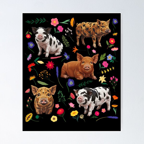 Item preview, Cute Pigs Colorful Floral Pattern Farm Animal Lover designed and sold by Heropkiwe.