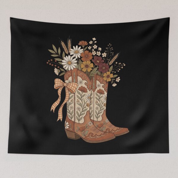 Item preview, Floral Cowboy Boots : Western Boots Fall Flowers Cowgirl Boots Autumn Floral Western Bloom Boho Autumn Rodeo Vibes designed and sold by NewaveBoutique.