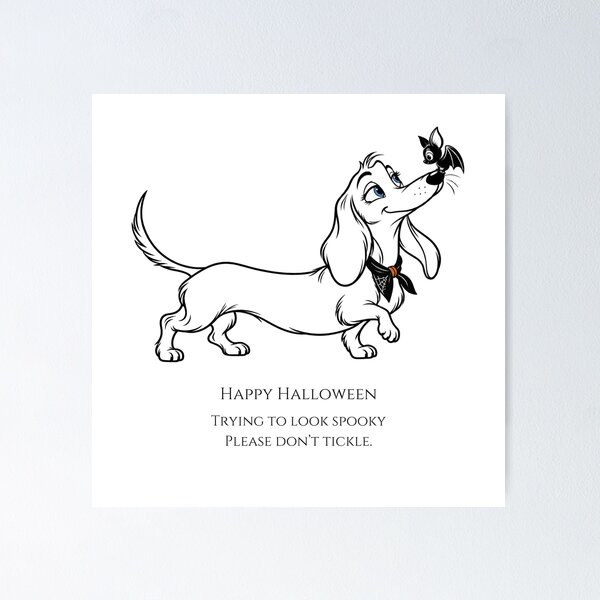 Item preview, Halloween Dachshund with a Ticklish Bat designed and sold by Soft Paws Sketches.