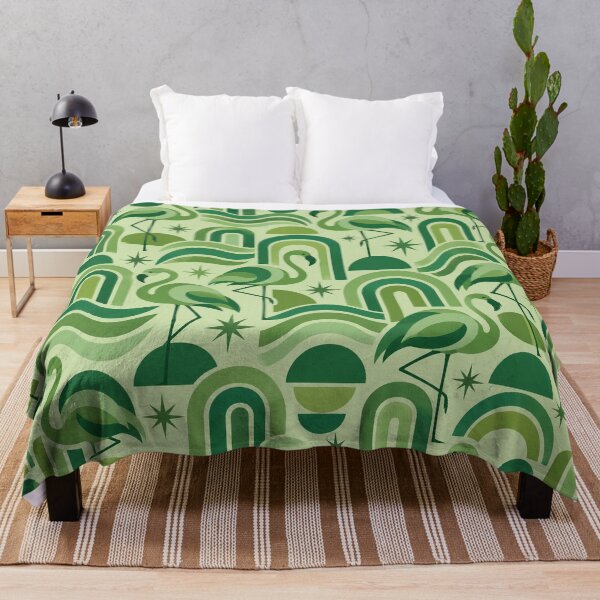 Item preview, Green Flamingo Pattern – Retro Geometric Arches and Waves designed and sold by Paper-Pickle.