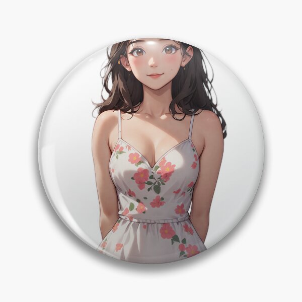 Item preview, Cute Anime Girl in Pink Floral Summer Dress designed and sold by Inkora Arts .
