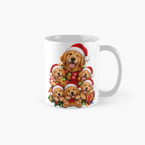 Item preview, Cute Golden Retriever Puppies Santa Hats Christmas Art designed and sold by DailySparks.