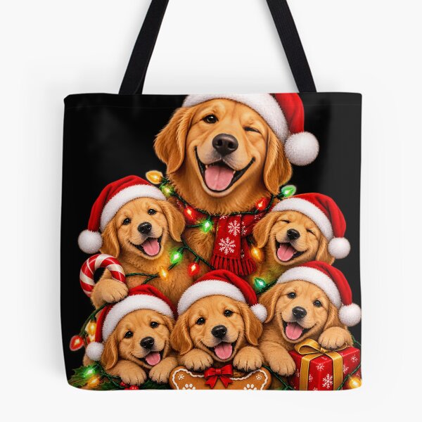 Item preview, Cute Golden Retriever Puppies Santa Hats Christmas Art designed and sold by DailySparks.