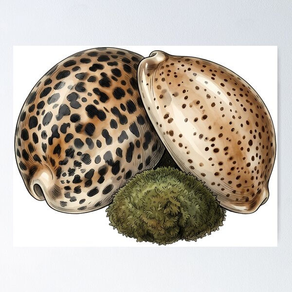 Item preview, Vintage Naturalist Tiger Cowrie — Antique Shell Art designed and sold by Catch333.
