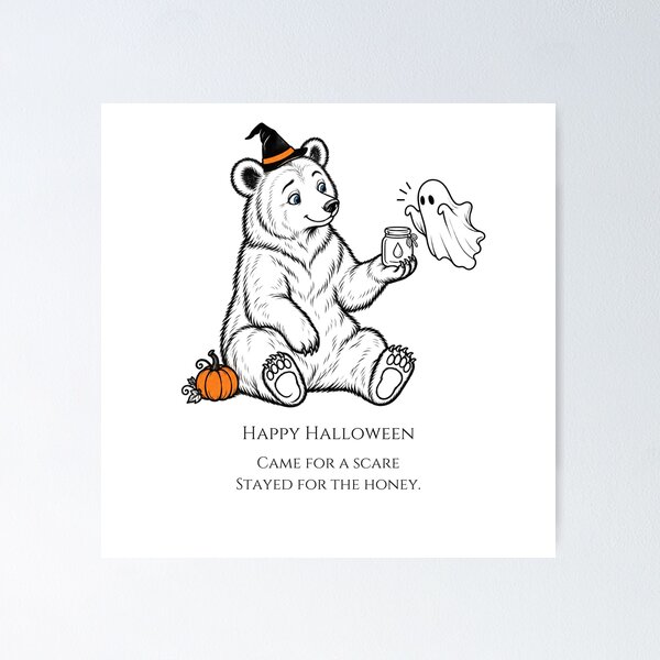 Item preview, Halloween Bear Honey Ghost designed and sold by Soft Paws Sketches.