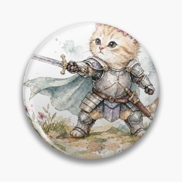 Item preview, Cat Knight Cute Kitten In Armor Sword Fantasy Watercolor designed and sold by gernays.