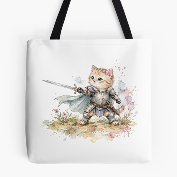 Item preview, Cat Knight Cute Kitten In Armor Sword Fantasy Watercolor designed and sold by gernays.